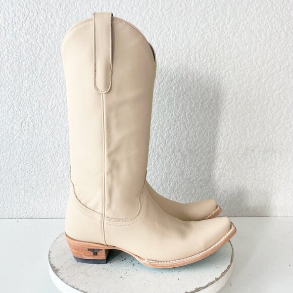 Lane EMMA JANE Womens Cowboy Boots 7.5 Pale Ivory Western Cowgirl Mid Calf Tall - Picture 2 of 11